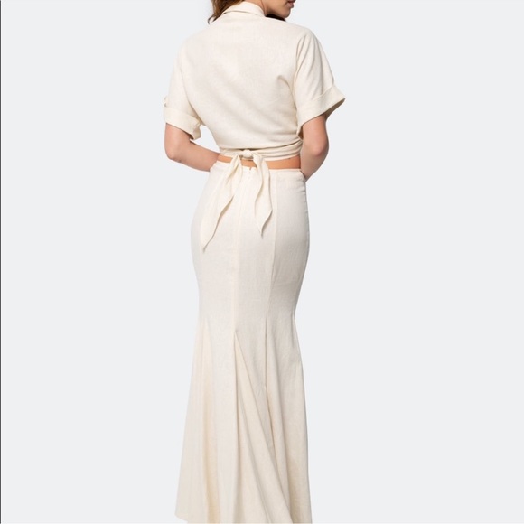 Just Bee Queen Chiara Linen Wrap Top in Vanilla Cream New With Tags Large - Picture 3 of 12